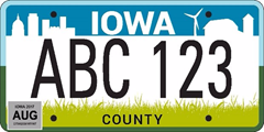 Iowa standard license plate example